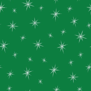 Large - Bright Twinkling Star Bursts on Kelly Green