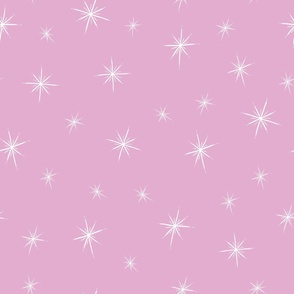 Large - Bright Twinkling Star Bursts on Musk Pastel Pink 