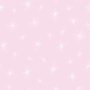 Large - Bright Twinkling Star Bursts on Pastel Pink 