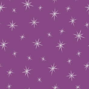 Large - Bright Twinkling Star Bursts on Plum Purple 