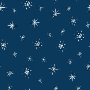 Large - Bright Twinkling Star Bursts on Navy Blue