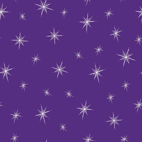 Large - Bright Twinkling Star Bursts on Violet Purple