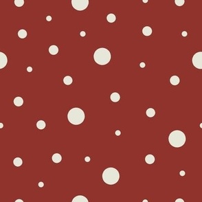 8x8 Large Scale Dots - Snowflakes - Cranberry Red - Red and White Dots - Christmas Dots - Holiday Polka Dots