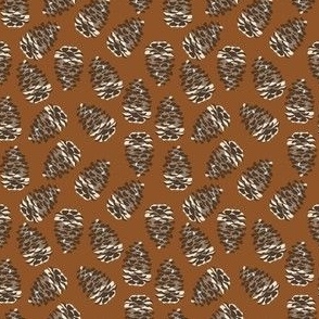 3x3 Small Scale Pinecones - Ginger Orange - Christmas Pinecones - Holiday Fabric - Snowy Pinecones