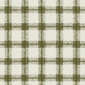 8x8 Large Scale Christmas Plaid - Holiday Gingham - Green and Cream - Holiday Plaid - Christmas Fabric