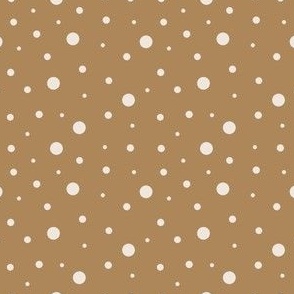 3x3 Small Scale Dots - Snowflakes - Butter Yellow/Tan - Yellow and White Dots - Christmas Dots - Holiday Polka Dots