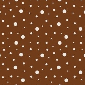 3x3 Small Scale Dots - Snowflakes - Toffee Brown - Brown and White Dots - Christmas Dots - Holiday Polka Dots