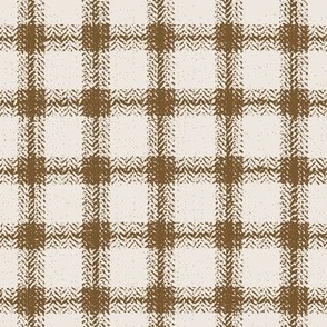 8x8 Large Scale Christmas Plaid - Holiday Gingham - Brown and Cream  - Holiday Plaid - Christmas Fabric