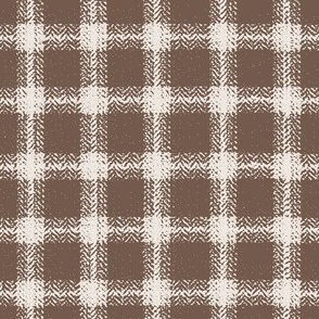 8x8 Large Scale Christmas Plaid - Holiday Gingham - Brown and Cream  - Holiday Plaid - Christmas Fabric