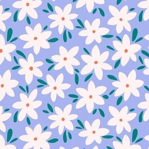 Modern minimal floral shapes in baby blue and white - Medium scale