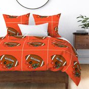 18x18 Panel Team Spirit Football and Flowers in Cleveland Browns Colors for DIY Throw Pillow Cushion Cover Tote Bag