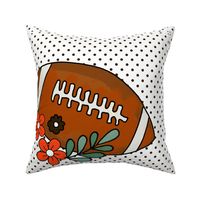 18x18 Panel Team Spirit Football and Flowers in Cleveland Browns Colors for DIY Throw Pillow Cushion Cover Tote Bag