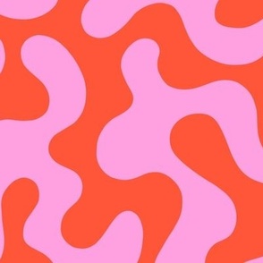 Modern abstract playful shapes in bright red and pink - Large scale