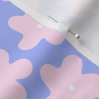 Minimal simple floral shapes in baby blue & light pink  - Large scale
