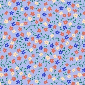 Cute ditsy busy floral in light blue - Small scale