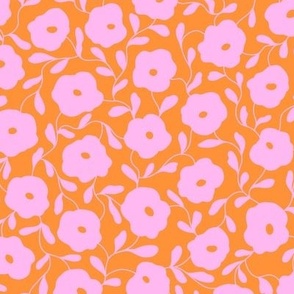 Minimal abstract roses in pink and Orange - Medium