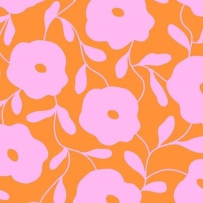 Minimal abstract roses in pink and orange - Large scale