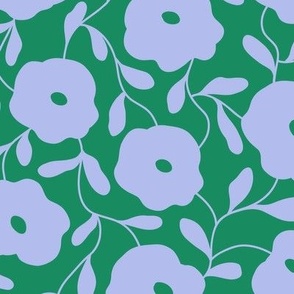 Minimal abstract roses in baby blue and green - Large scale