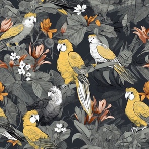Exotic Birds of the Jungle Parrot Pattern