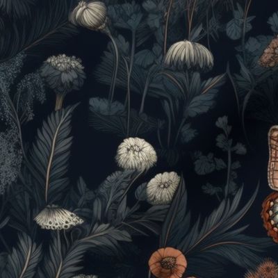 Gothic Academia Floral & Butterfly Pattern