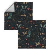 Gothic Academia Floral & Butterfly Pattern