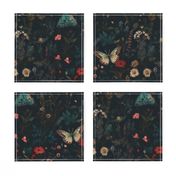 Gothic Academia Floral & Butterfly Pattern