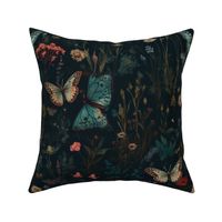 Gothic Academia Floral & Butterfly Pattern