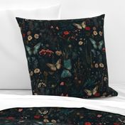 Gothic Academia Floral & Butterfly Pattern