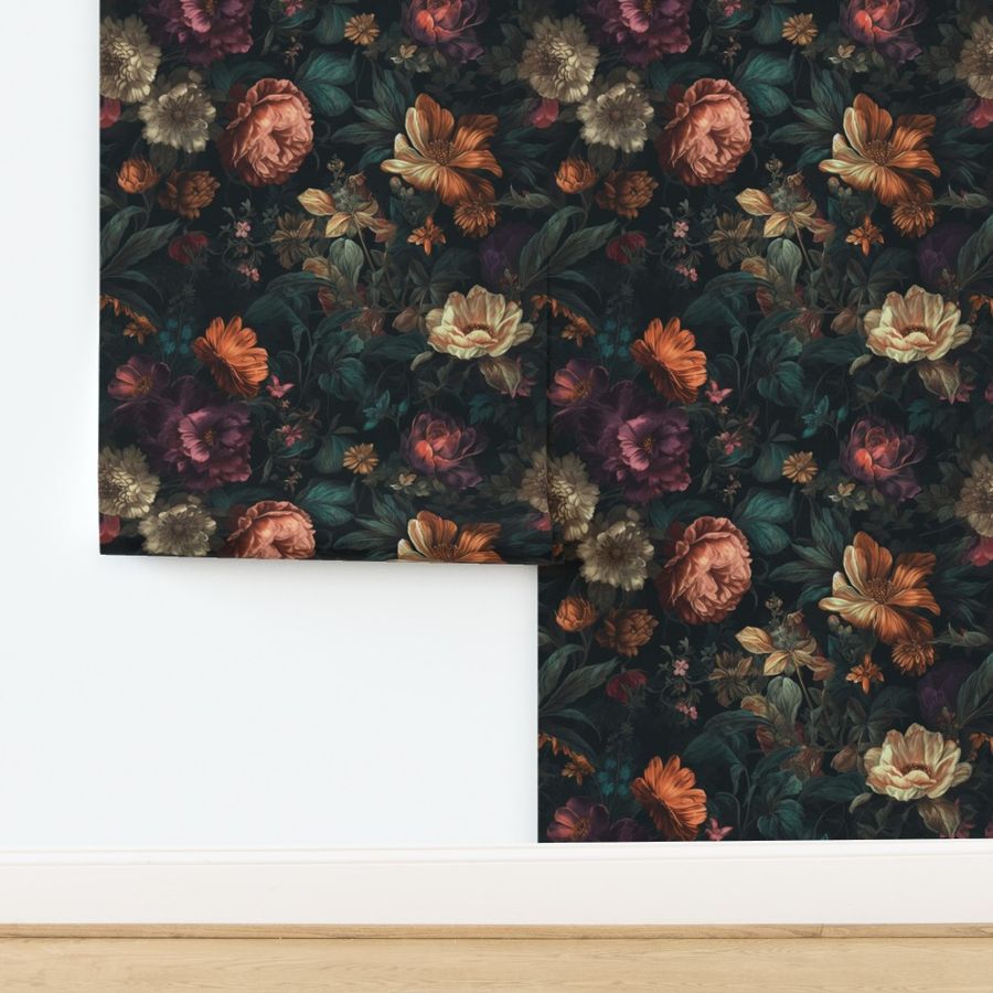 Gothic Academia Floral Wallpaper | Spoonflower