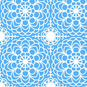 Blue Floral Flower Symmetrical Design 