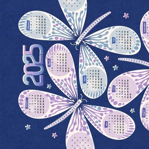 Butterflies Calendar 2024, blue violet moonlit sky