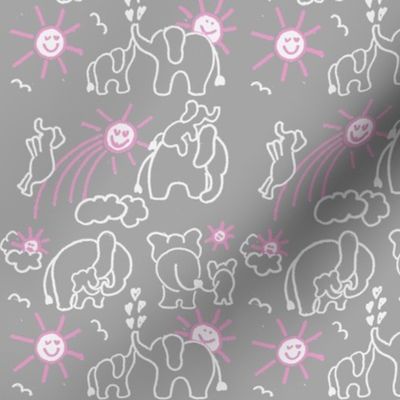 You Are My Sunshine Elephants Pink and Gray Small