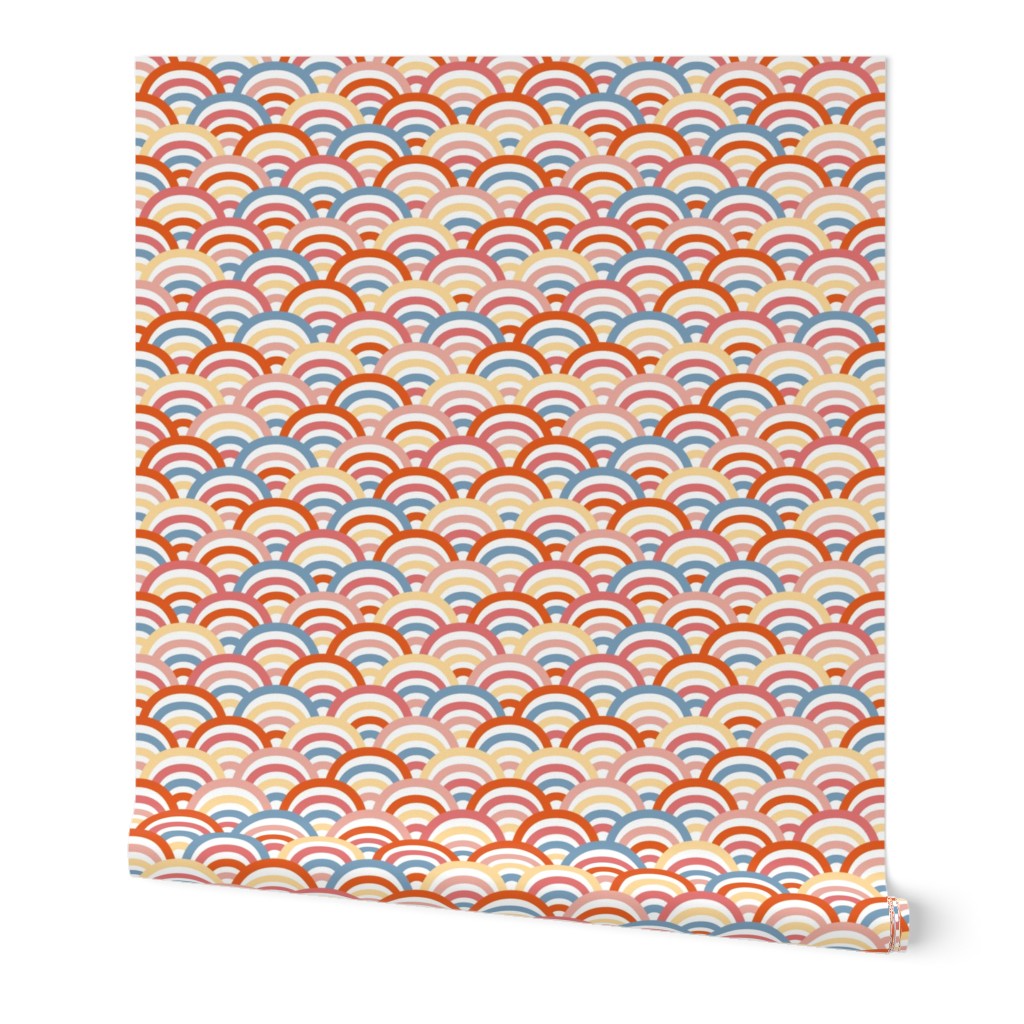 Colorful rainbow scales - Retro abstract circles summer palette pink red orange blue SMALL