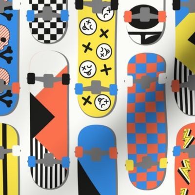 (S) Skateboards 90's Bold colors on White