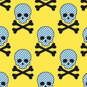 Skull print with blue stripe on yellow