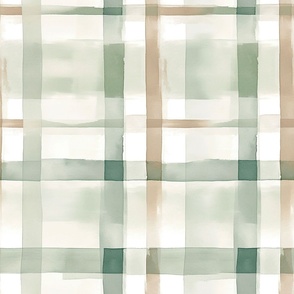 Watercolor Plaid in Soft Green