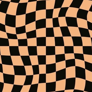 Swirly Checkers Halloween - Orange and Black