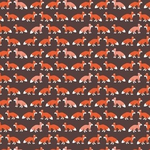 Minimalist fall foxes and friends woodland animals for kids orange on hazelnut brown SMALL