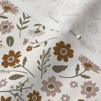 Small / Rylee's Dainty Wildflowers - Sunflowers and Daisies in Mauve, Copper and Rosemary