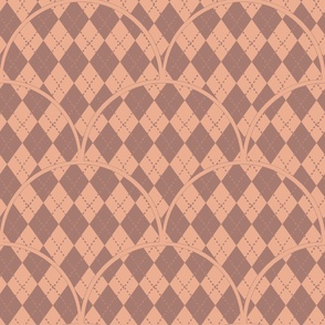 scallop scottish checkered in terracotta blush pink