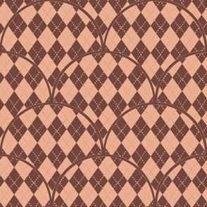 scallop scottish checkered in terracotta and brown