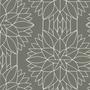 JUMBO // pinwheel flowers - creamy white_ limed ash green 02 - geometric floral