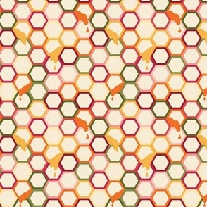 XS ✹ Whimsical Multicolored Honeycomb with Honey Dripping from Hexagon Shapes