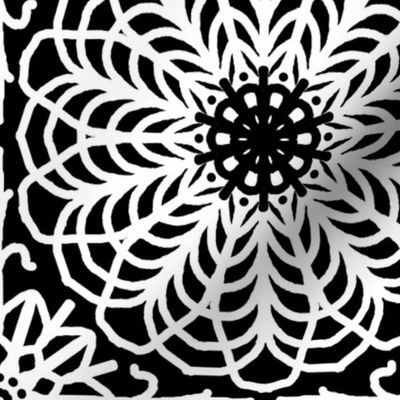 Black White Floral Flower Geometric 