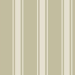 Vintage Ticking Stripe in Cream and Artichoke Green