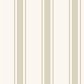Vintage Ticking Stripe in Artichoke Green and Cream