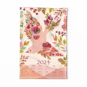 Blossoming Bird 2024 Calendar Tea Towel
