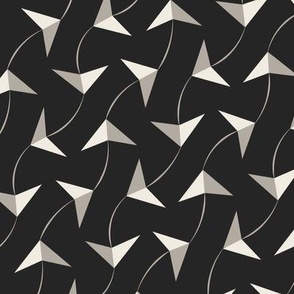 paper planes - cloudy silver_ creamy white_ raisin black - small scale geometric