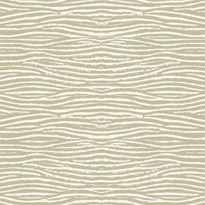 Vintage Cream and Artichoke Green Waves Pattern