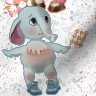 7.5x15-Inch Repeat of Darling Toy Elephant Dolls to Delight Children
